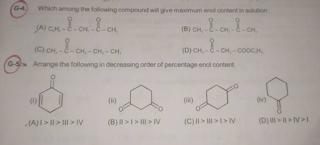 g-4-which-among-the-following-compound-will-give-maximum-enol-content-in