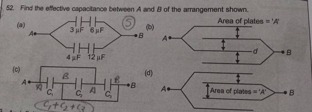 52. Find The Effective Capacitance Between A And B Of The Arrangement Sho..