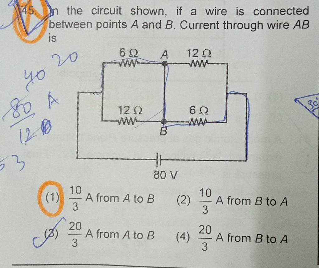 N The Circuit Shown, If A Wire Is Connected Between Points A And B. Curre..