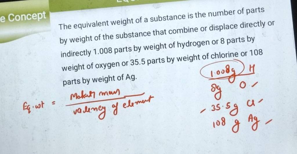 the-equivalent-weight-of-a-substance-is-the-number-of-parts-by-weight-of