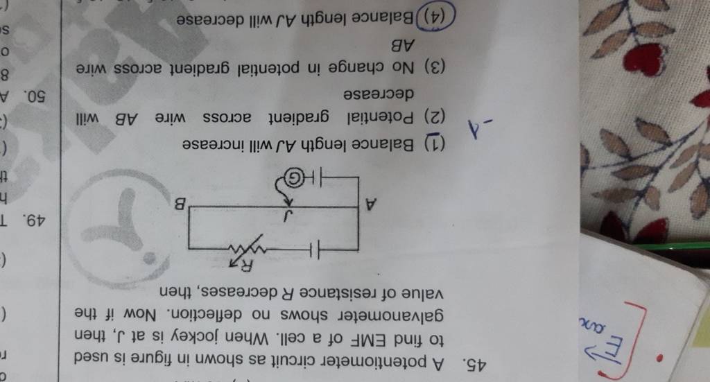 A potentiometer circuit as shown in figure is used to find EMF of a cell...