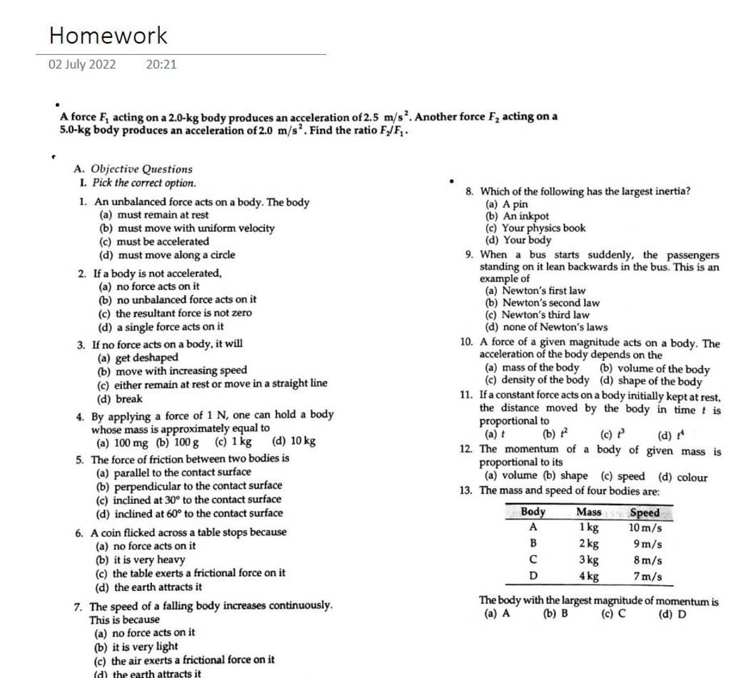 On Applying A Constant Force To A Body It Moves With Uniform Offers ...