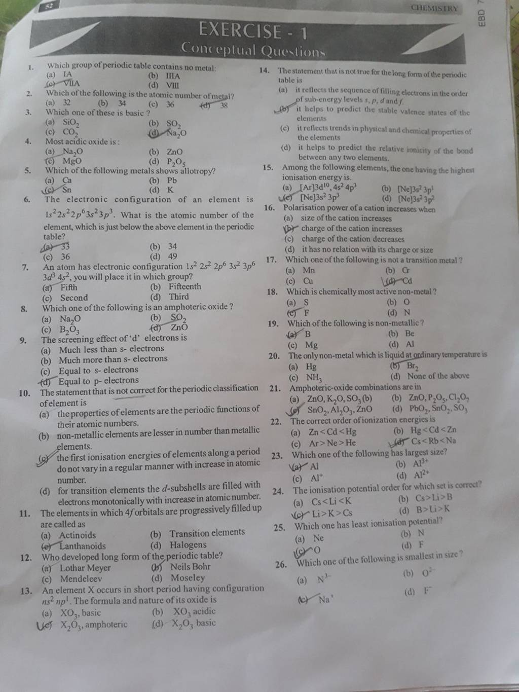 The Correct Order Of Ionization Energies Is Elements. (a) Zn