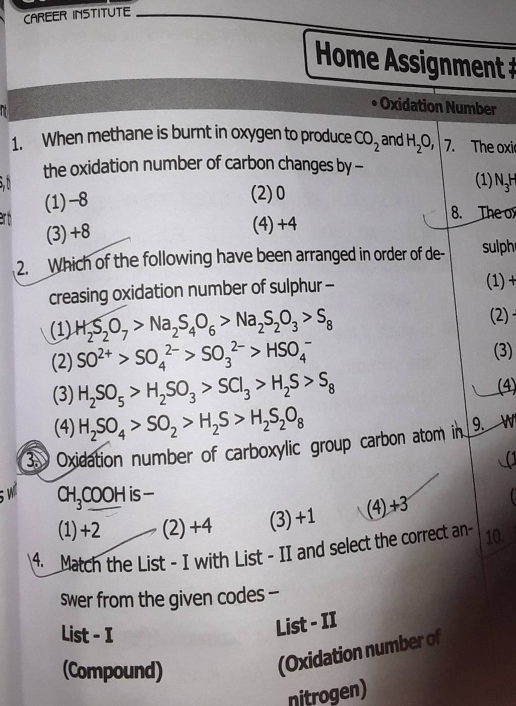 Oxidation Number Of Carboxylic Group Carbon Atom In Ch Cooh Is