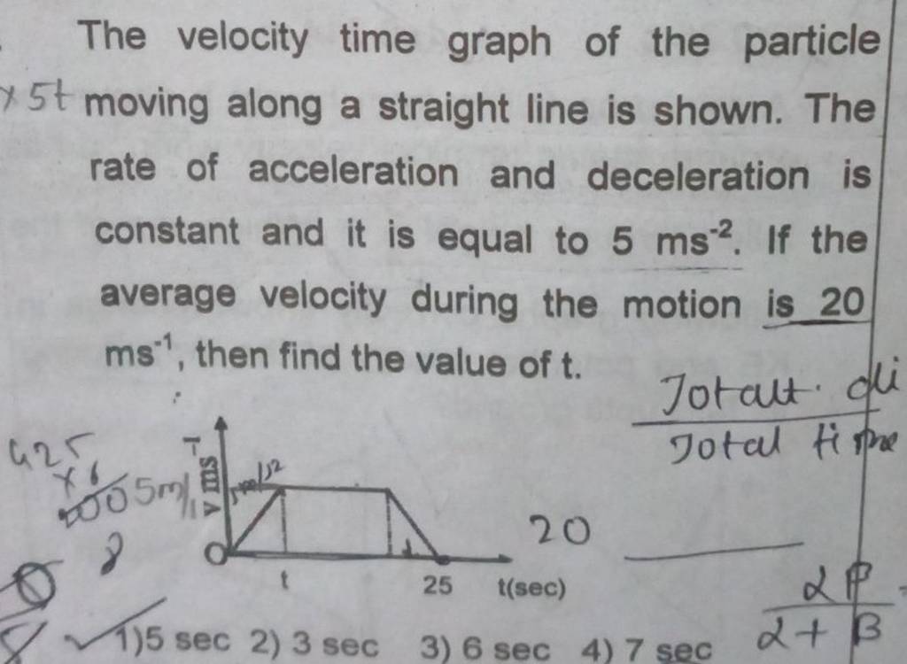 The velocity time graph of the particle x5t moving along a straight line