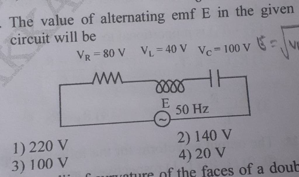 The value of alternating emf E in the given circuit will be | Filo