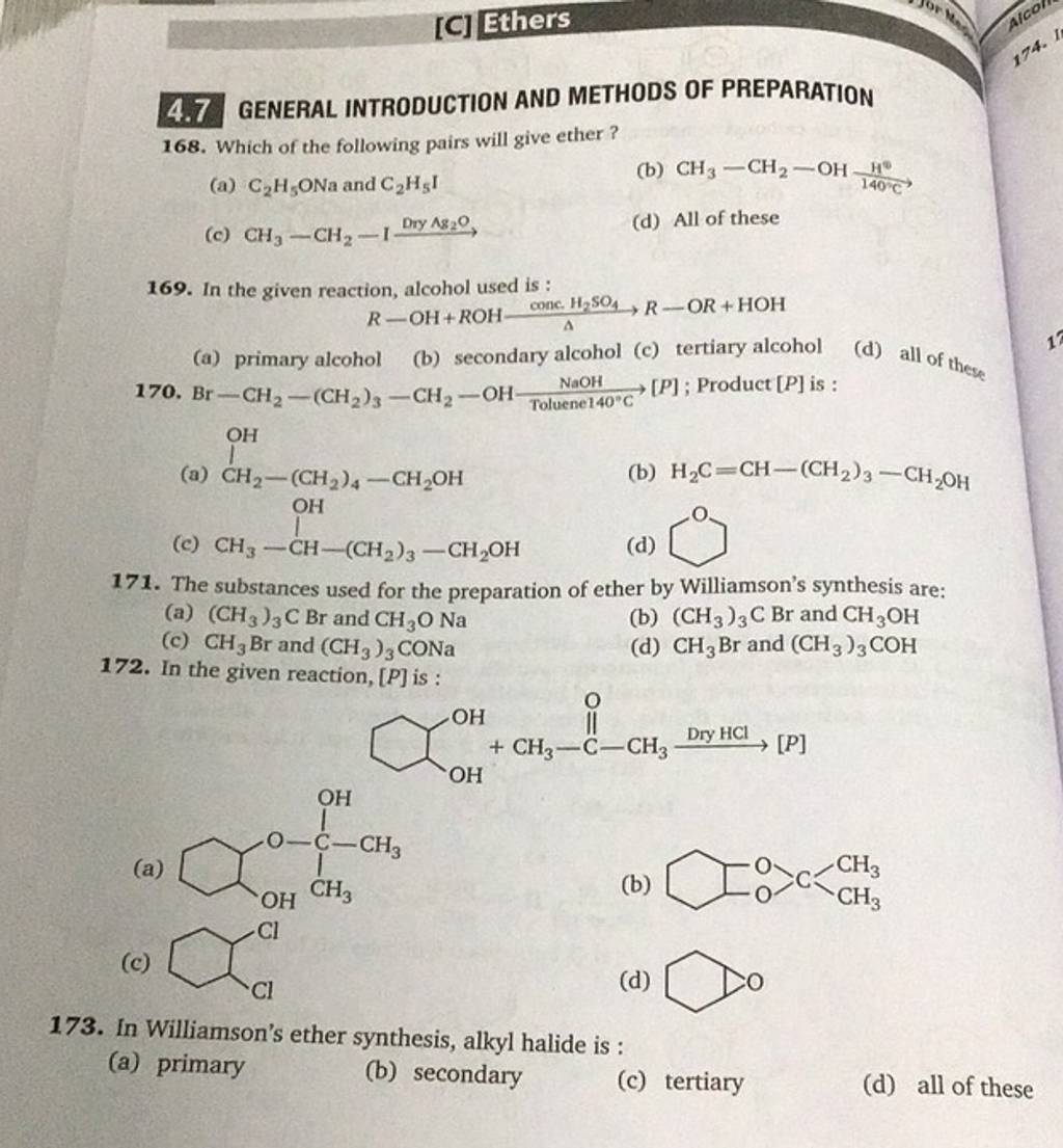 In Williamson's ether synthesis, alkyl halide is : | Filo