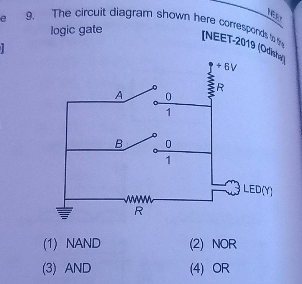 The circuit logic gate [NEET2019 (O lodish cishal Filo