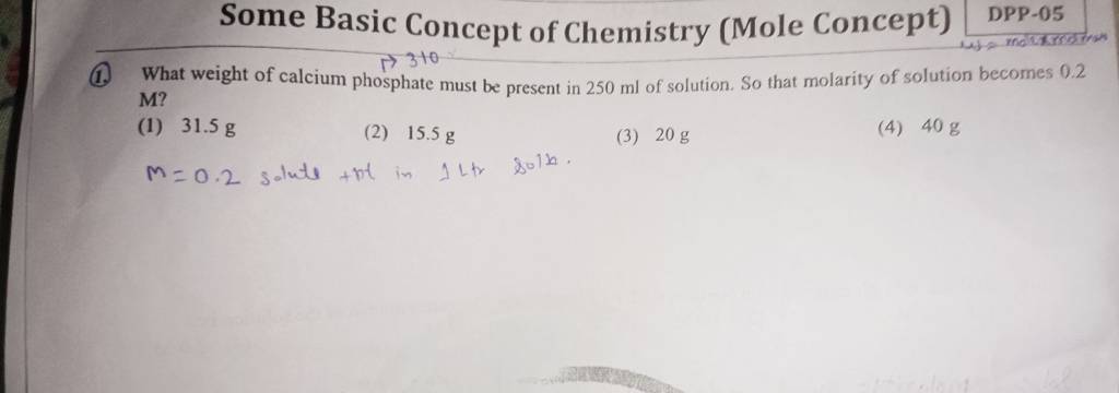 Some Basic Concept Of Chemistry Mole Concept Dpp 05 1 What Weight Of 7309