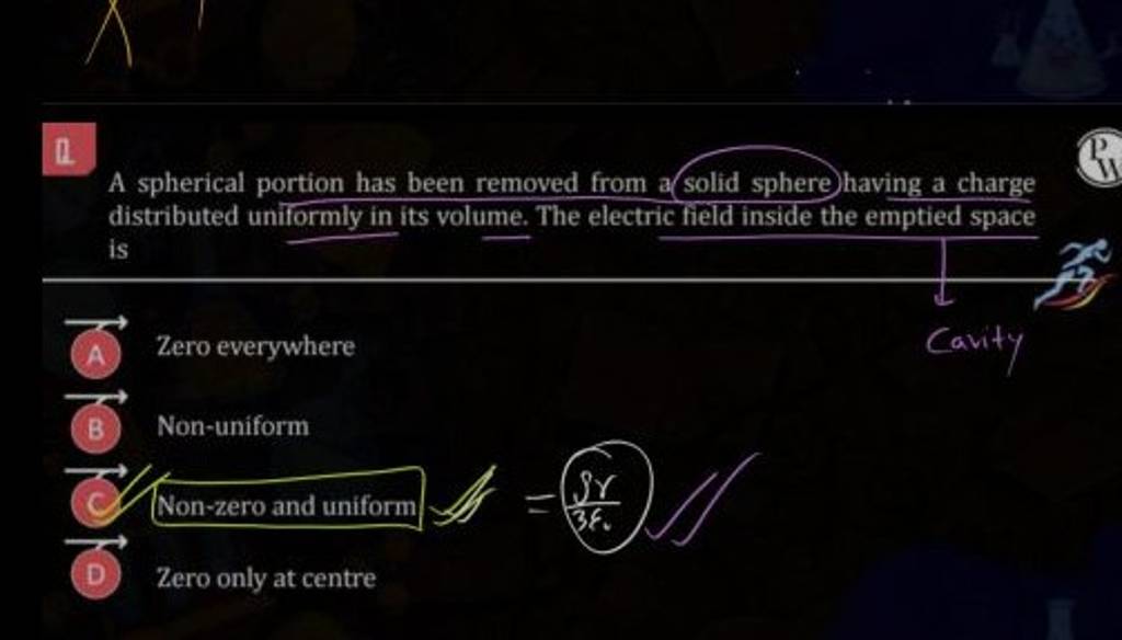 1. A spherical portion has been removed from a solid sphere having a char..