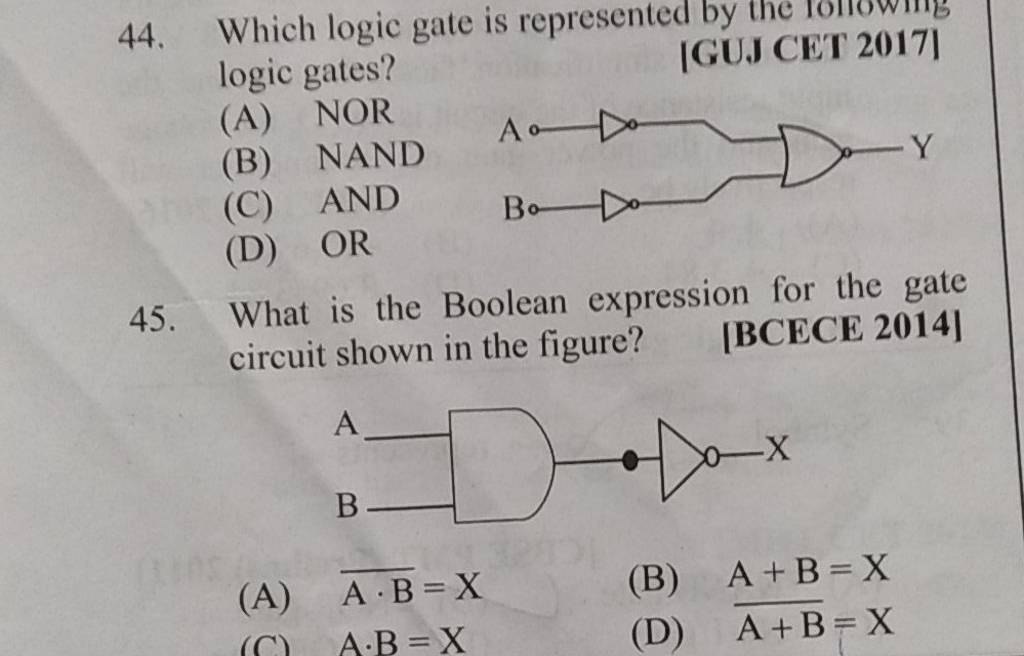 Which logic gate is represented logic gates? [GUJ CET 2017] Filo