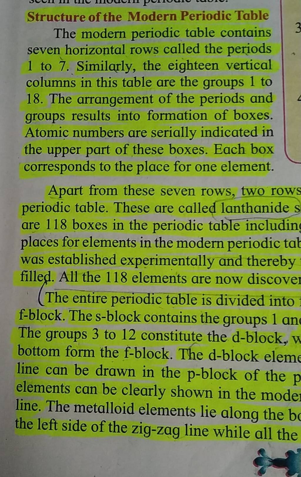 Structure of the Modern Periodic Table The modern periodic table contains..