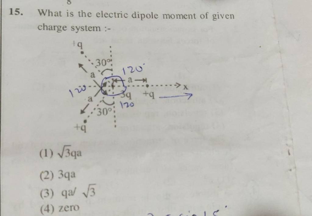 What is the electric dipole moment of given charge system Filo