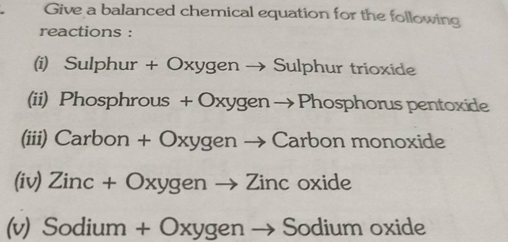 give-a-balanced-chemical-equation-for-the-following-reactions-filo