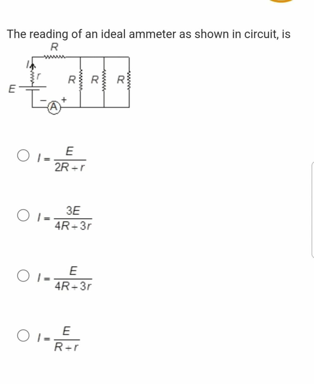 The reading of an ideal ammeter as shown in circuit, is Filo