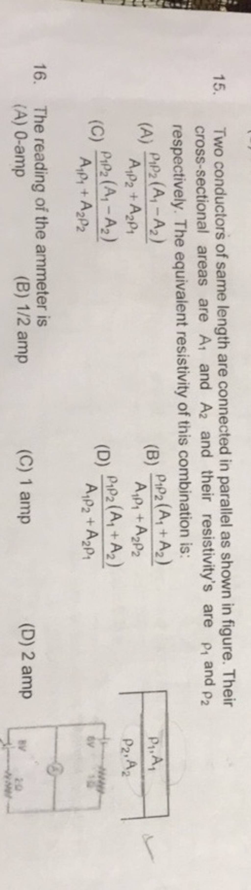 The reading of the ammeter is Filo