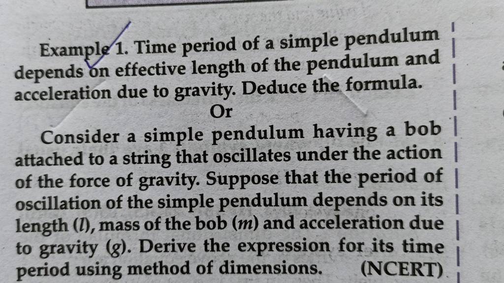 Example 1. Time Period Of A Simple Pendulum Depends On Effective Length O..