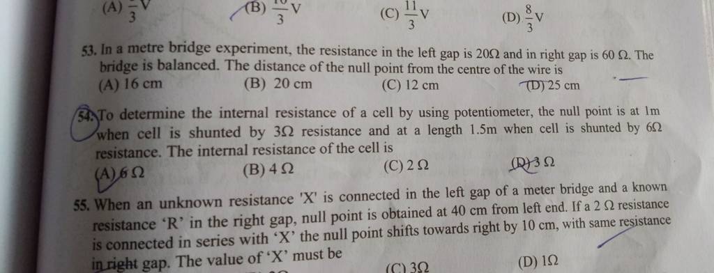 in a metre bridge experiment the ratio of left gap