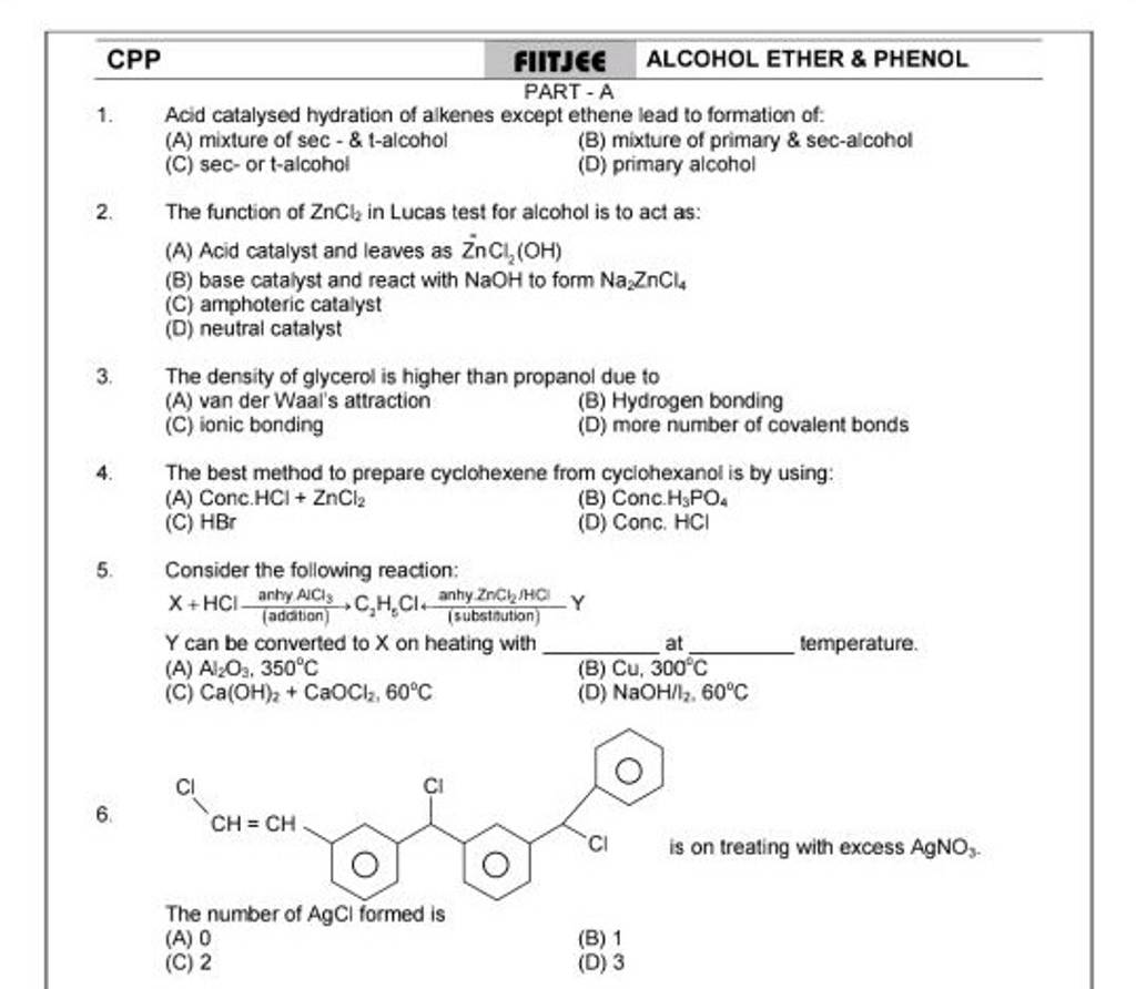 Consider the following reaction: X+HCl (addation) anty ACl3 C2 H5 Cl