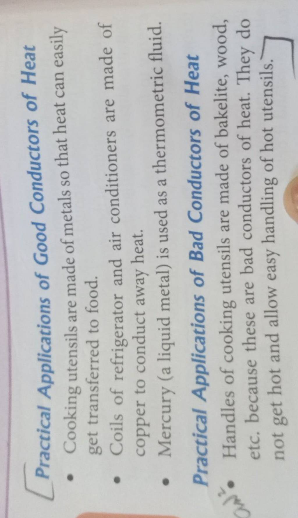 [Practical Applications of Good Conductors of Heat Cooking utensils are..