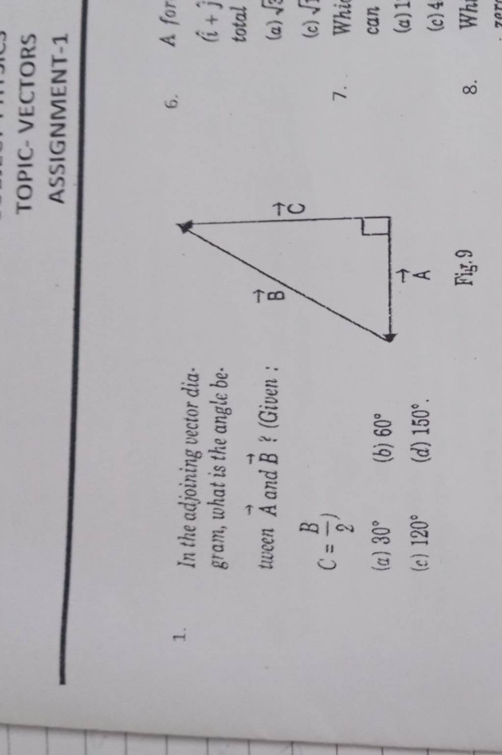 TOPIC- VECTORS ASSIGNMENT-1 1. In the adjoining vector dia. gram, what is..