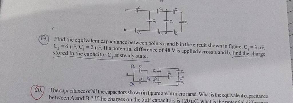 19. Find The Equivalent Capacitance Between Points A And B In The Circuit..