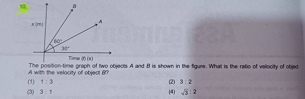 10. The Position-time Graph Of Two Objects A And B Is Shown In The Figure..