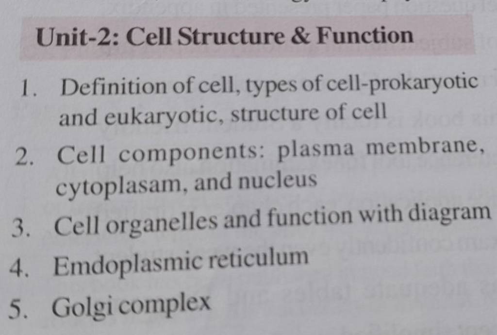 Unit 2 cell structure function filo