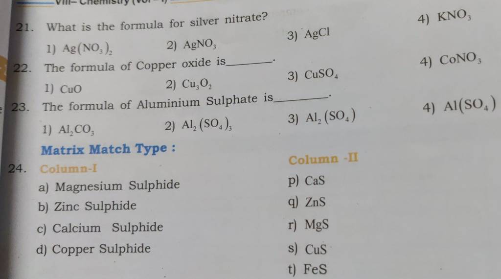 What is the formula for silver nitrate? Filo