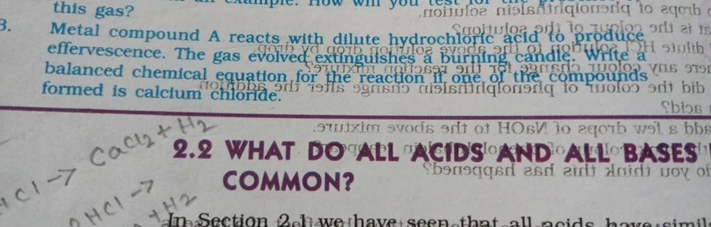 Metal compound A reacts with dilute hydrochioric acid to prodúce art ai i