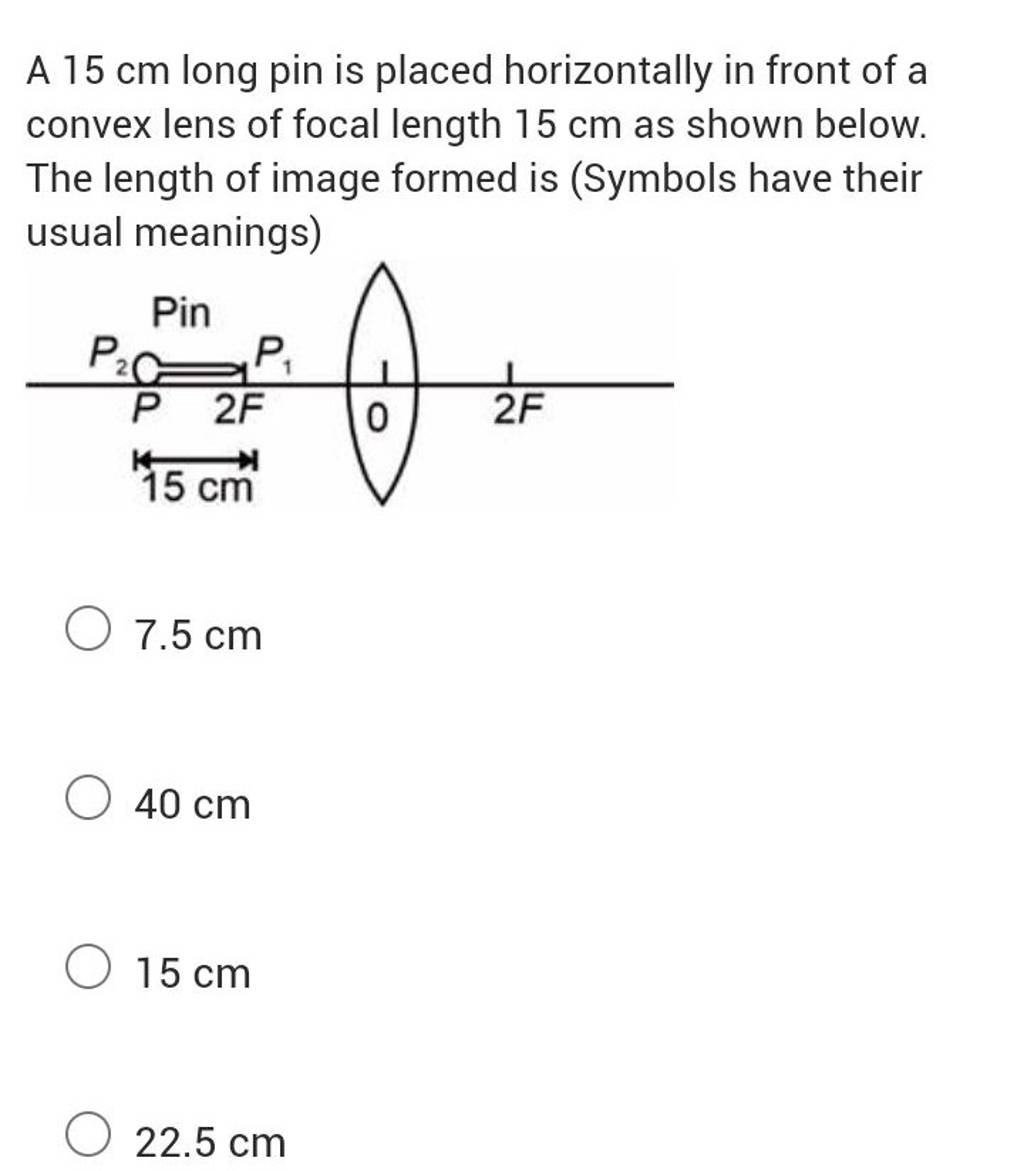 a-15-cm-long-pin-is-placed-horizontally-in-front-of-a-convex-lens-of-foca