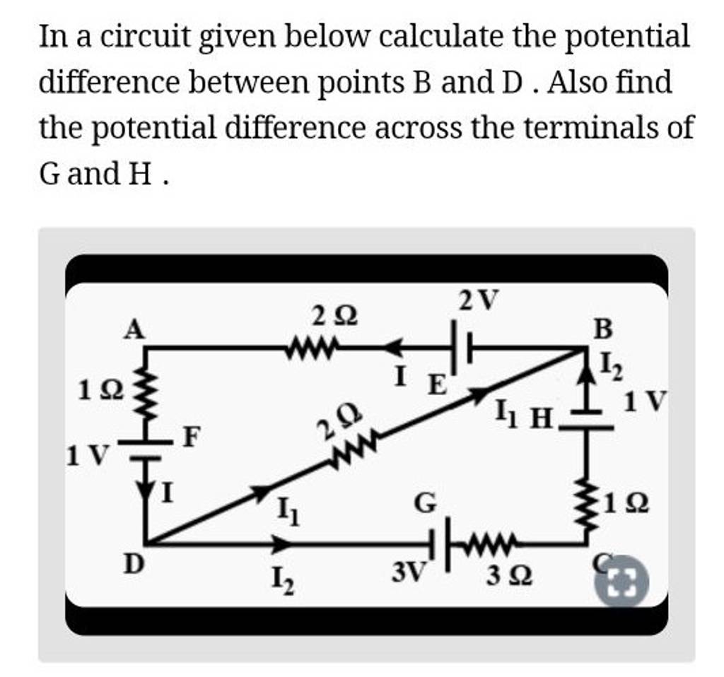 In A Circuit Given Below Calculate The Potential Difference Between Point..