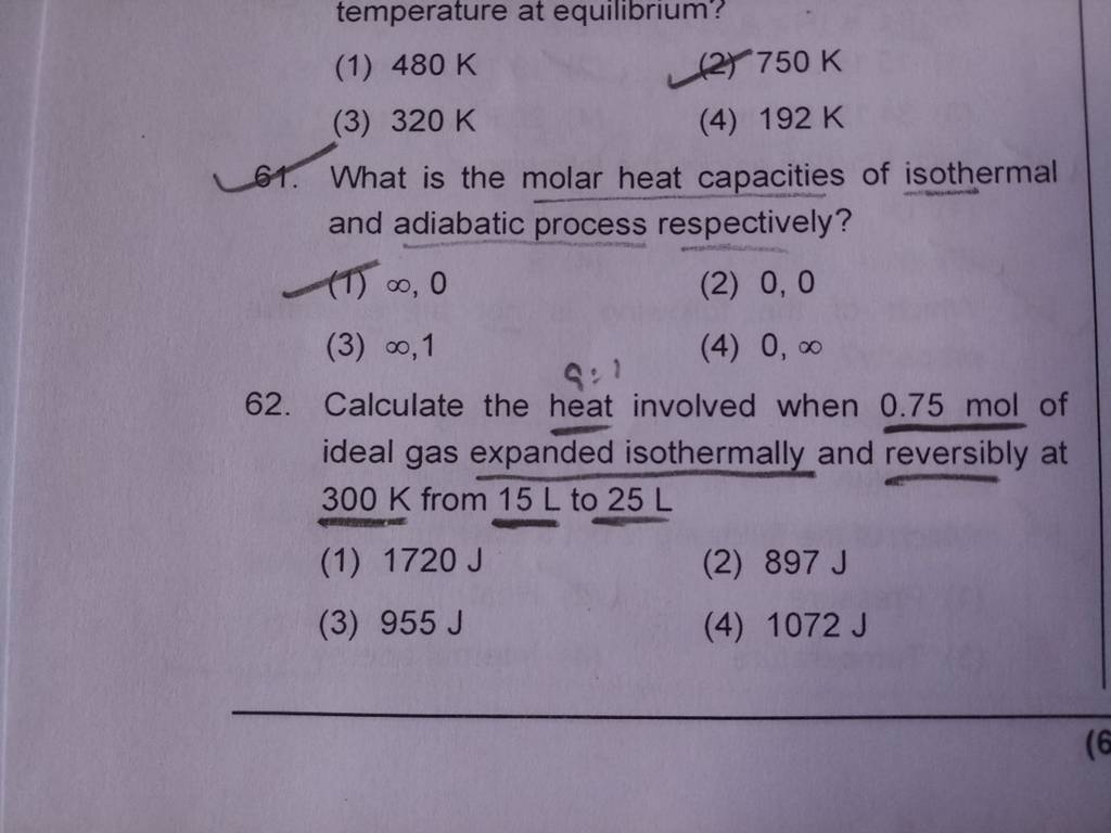 What is the molar heat capacities of isothermal and adiabatic process res..