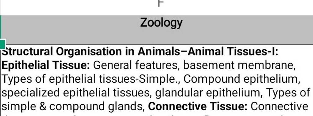 Zoology Structural Organisation in Animals-Animal Tissues-I: Epithelial T..
