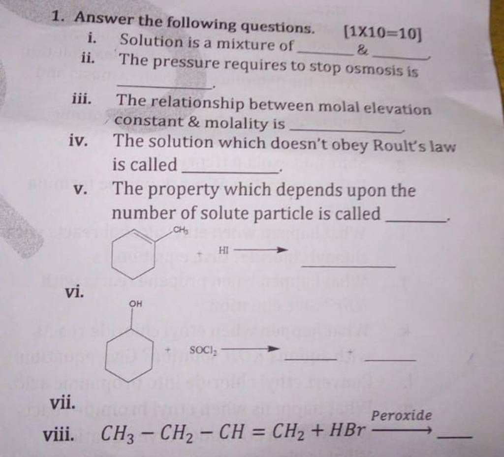 Answer The Following Questions [1×10 10] Filo