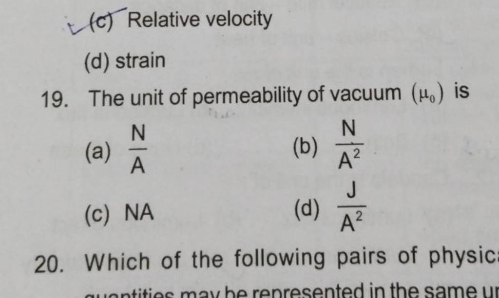 The unit of permeability of vacuum (μ0 ) is | Filo