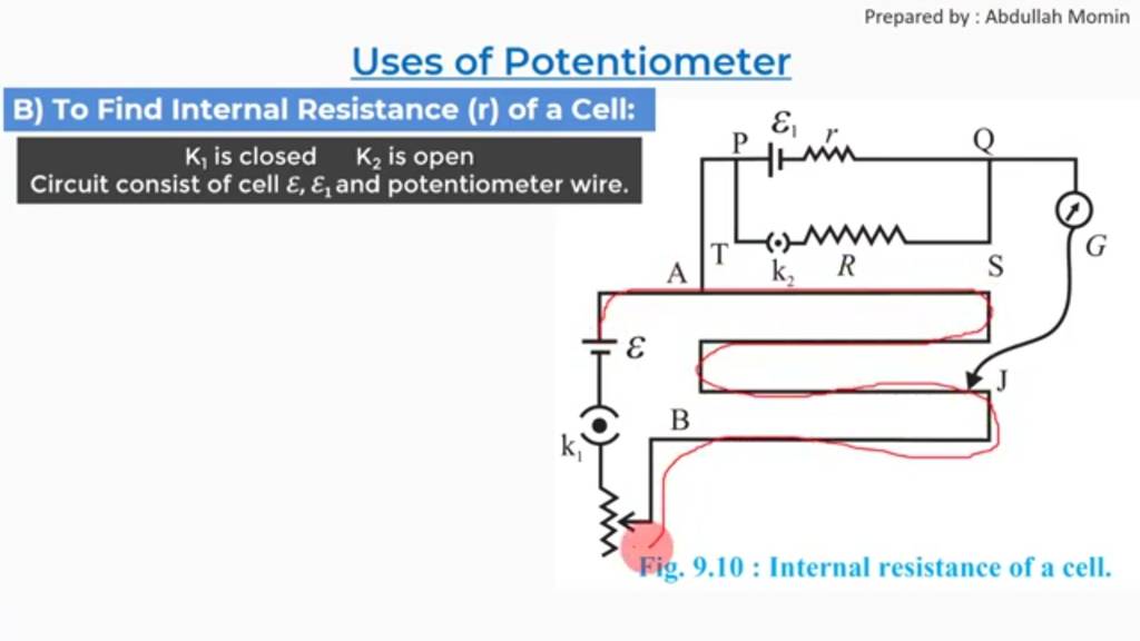 Prepared by Abdullah Momin Uses of Potentiometer B) To Find Internal Res..