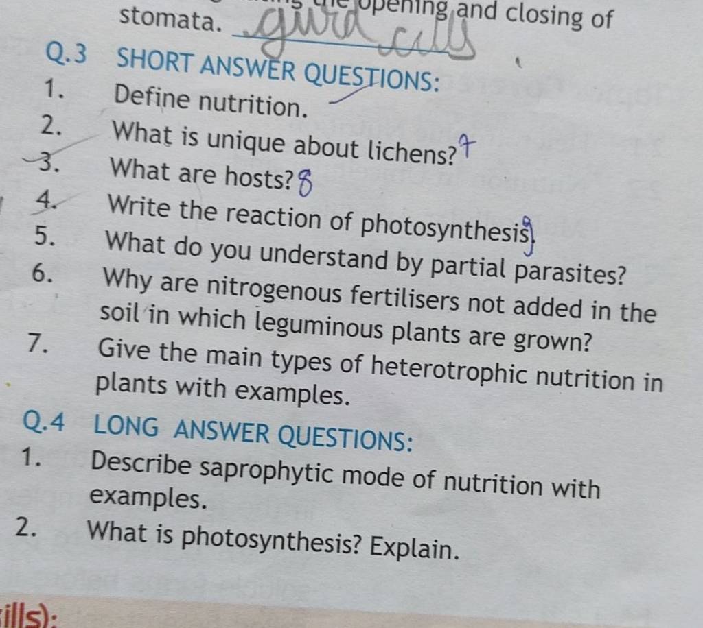 Give the main types of heterotrophic nutrition in plants with examples. Q..