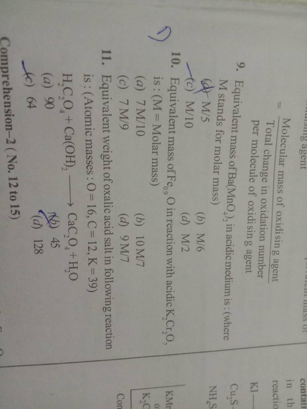 Equivalent weight of oxalic acid salt in following reaction is Atomic m 