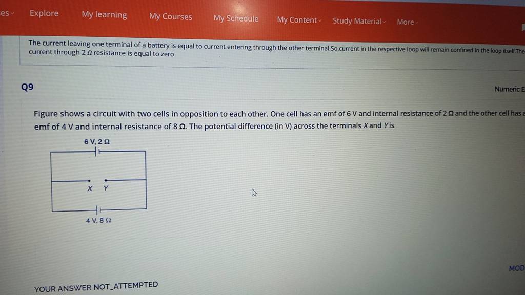 The current leaving one terminal of a battery is equal to current enterin..