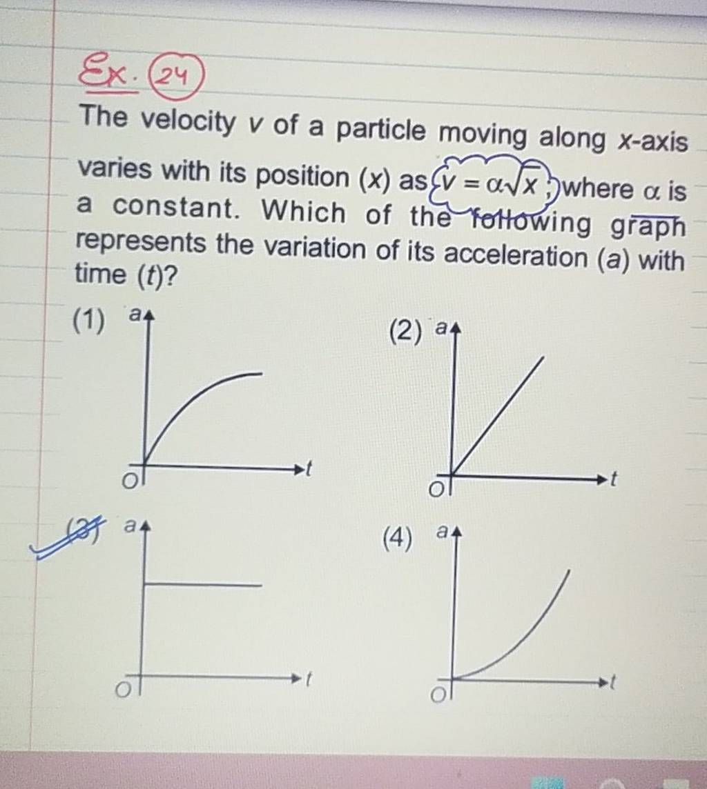 Ex The Velocity V Of A Particle Moving Along X Axis Varies With Its Po