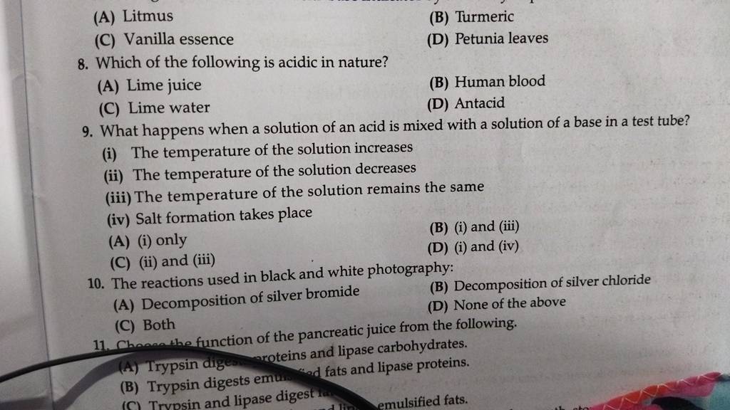 The reactions used in black and white photography Filo
