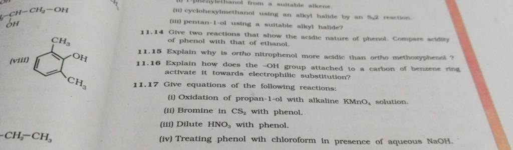 (1i) cyclohexylmethanol uaing an alkyl halide by an s.a reaction. | Filo