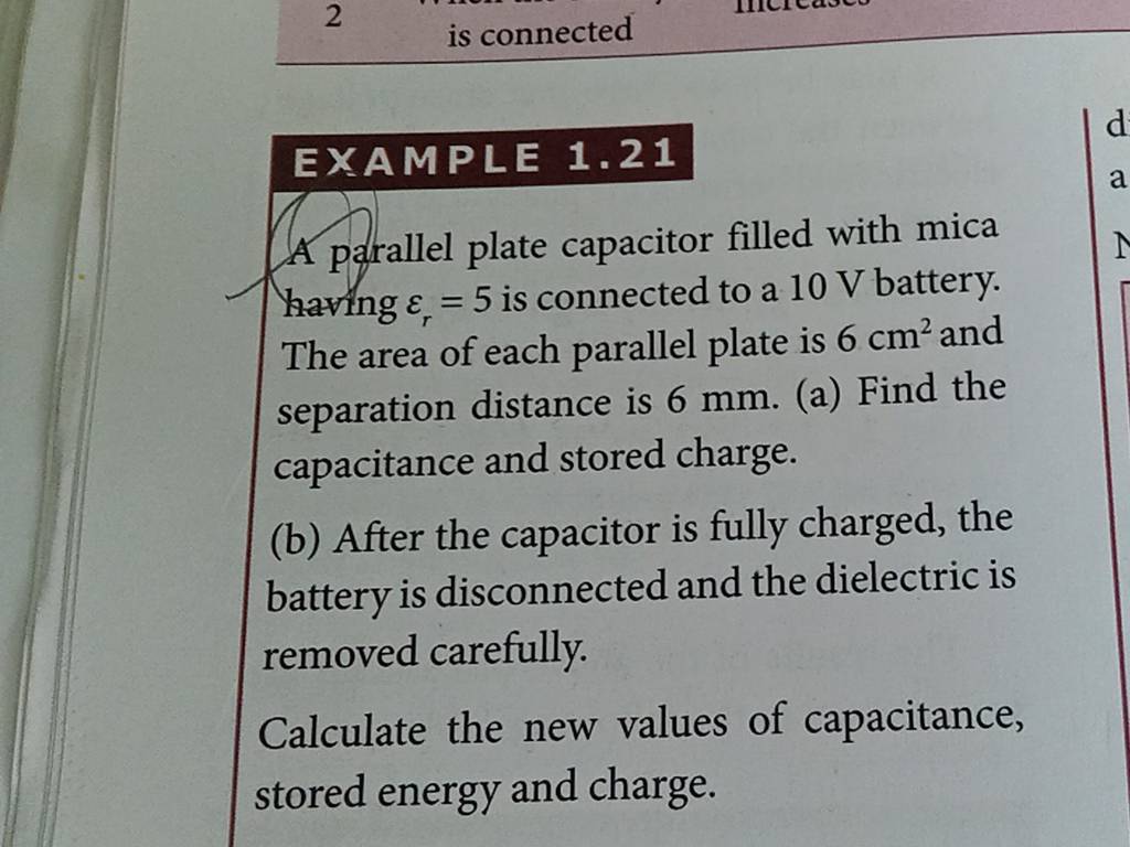 Example A Parallel Plate Capacitor Filled With Mica Hafing R Is