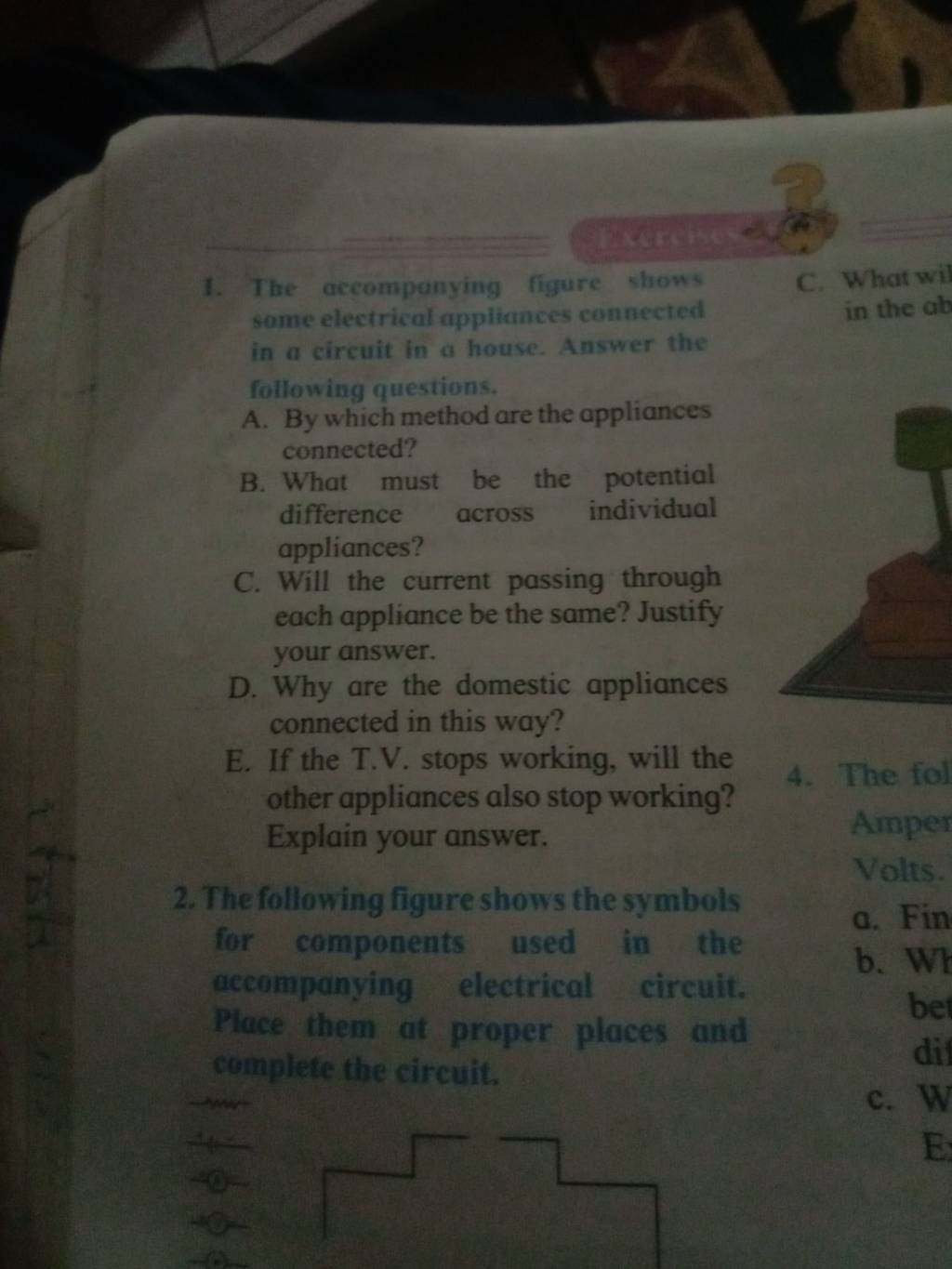 The figure shows some electrical appliances connected in a c..