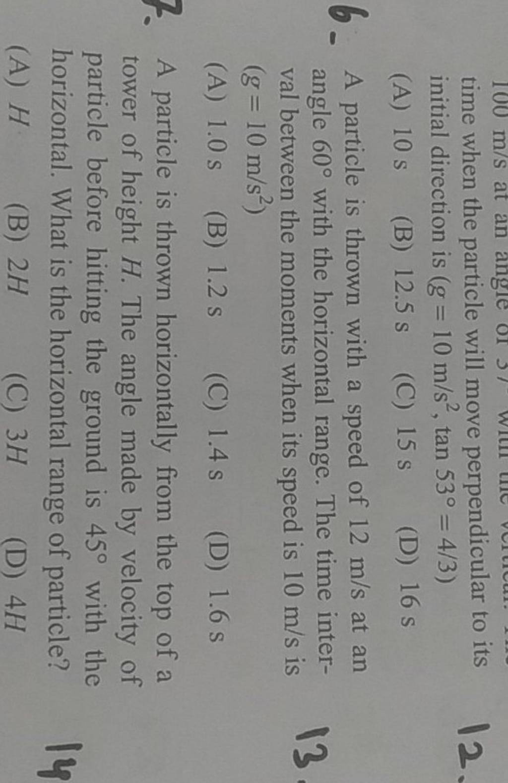 a-particle-is-thrown-horizontally-from-the-top-of-a-tower-of-height-h-th