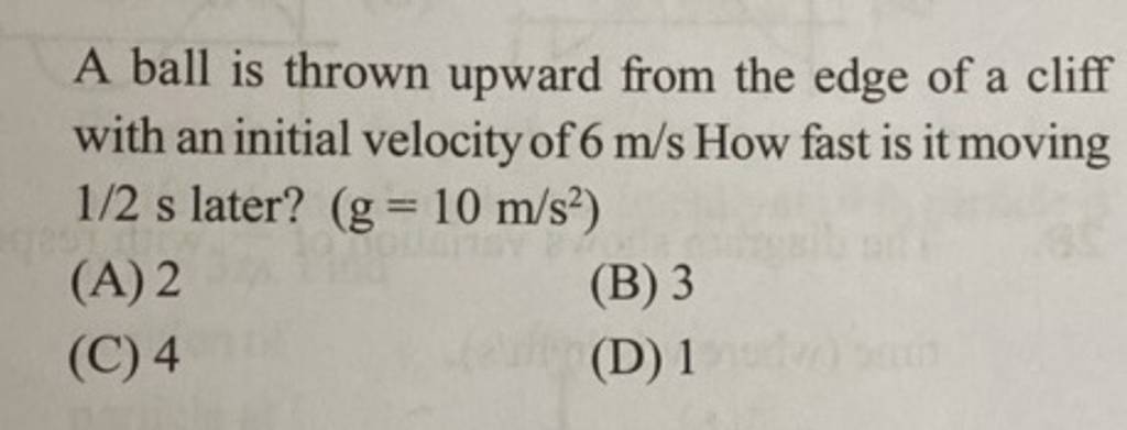 A ball is thrown upward from the edge of a cliff with an initial velocity..