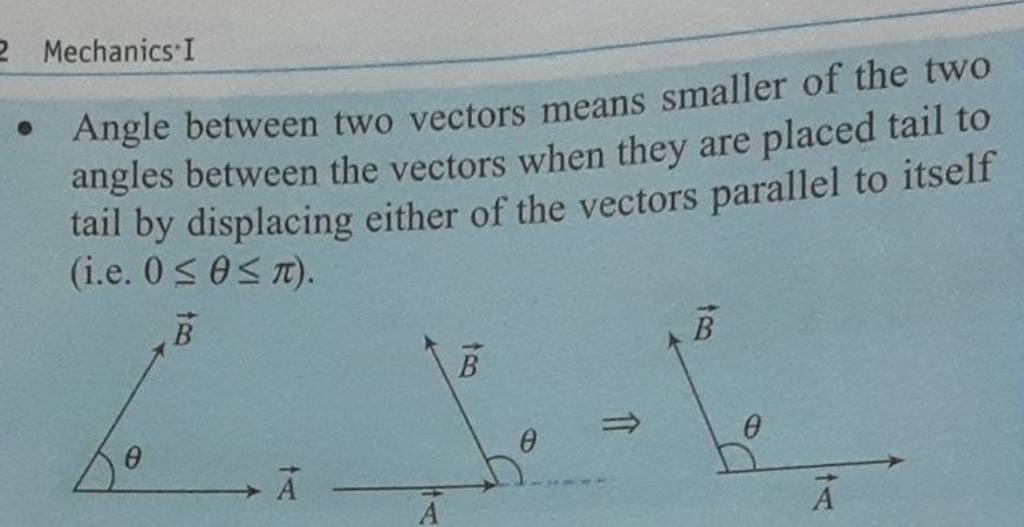 Mechanics'I - Angle between two vectors means smaller of the two angles b..