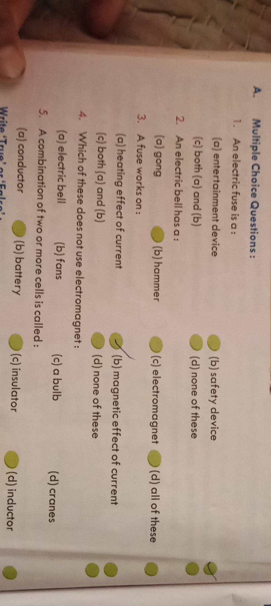 Multiple Choice Questions 1. An electric fuse is a Filo