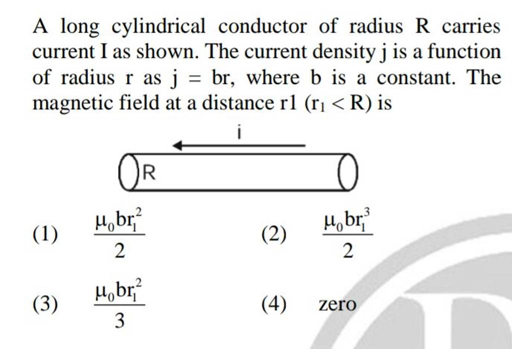 A Long Cylindrical Conductor Of Radius R Carries Current I As Shown. The